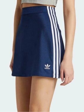 Adidas Navy Blue Skirt with White Three-Stripes